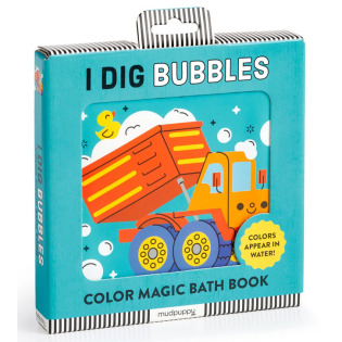 KOPALNIA BĄBELKÓW magiczna książeczka do kąpieli Maszyny wywrotka Mudpuppy 0+