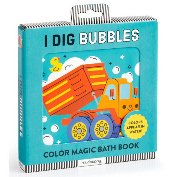 KOPALNIA BĄBELKÓW magiczna książeczka do kąpieli Maszyny wywrotka Mudpuppy 0+