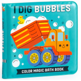 KOPALNIA BĄBELKÓW magiczna książeczka do kąpieli Maszyny wywrotka Mudpuppy 0+