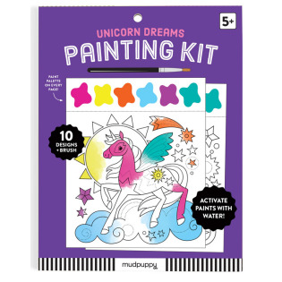 SEN JEDNOROŻCA książeczka do malowania kolorowanka akwarelowa z pędzelkiem Mudpuppy 5+