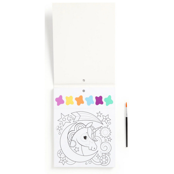 SEN JEDNOROŻCA książeczka do malowania kolorowanka akwarelowa z pędzelkiem Mudpuppy 5+