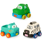 ZWIERZĄTKA gumowe autka z napędem 3 szt. Safari Speedste Battat 1+