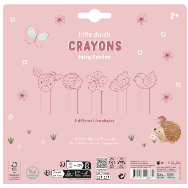 OZDOBNE KREDKI WOSKOWE zestaw 5 kolorów Fairy Garden Little Dutch 2+