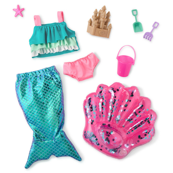 Zestaw ubranek DELUXE stylizacja z OGONEM SYRENKI dla lalki 46 cm Our Generation 3+