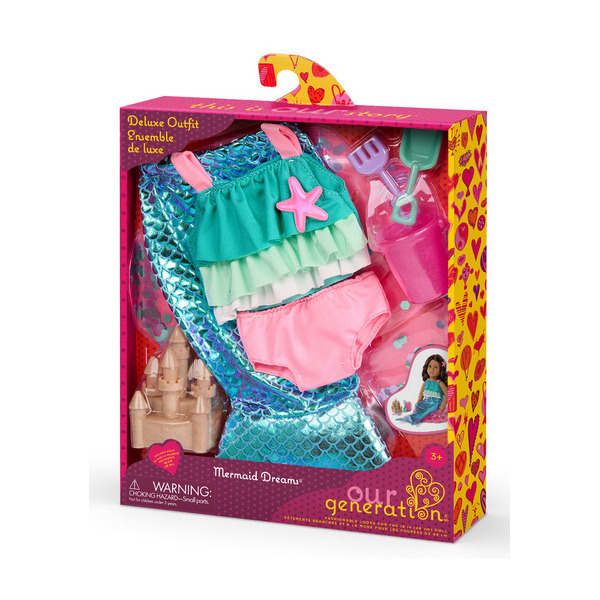 Zestaw ubranek DELUXE stylizacja z OGONEM SYRENKI dla lalki 46 cm Our Generation 3+