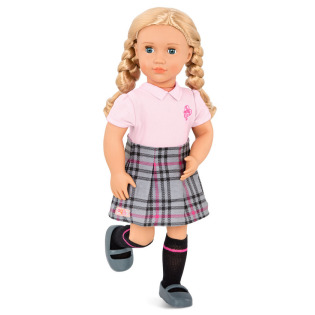 HALLY duża lalka blondynka UCZENNICA z akcesoriami i strojem na w-f – ZGINANE KOŃCZYNY 46 cm Our Generation 3+