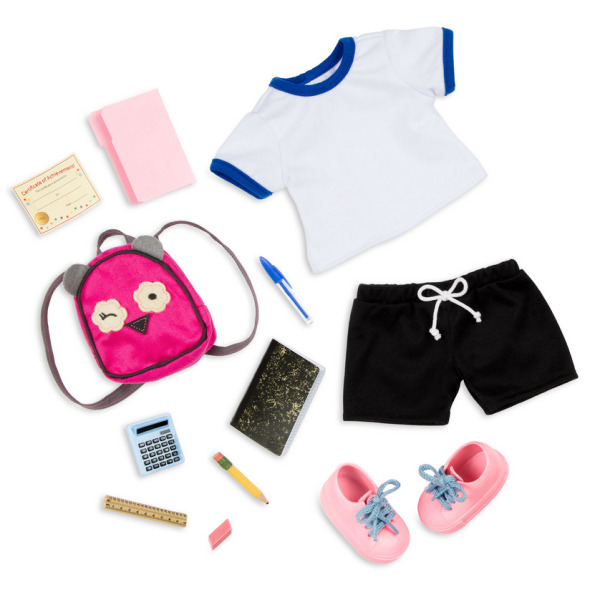 HALLY duża lalka blondynka UCZENNICA z akcesoriami i strojem na w-f – ZGINANE KOŃCZYNY 46 cm Our Generation 3+