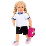HALLY duża lalka blondynka UCZENNICA z akcesoriami i strojem na w-f – ZGINANE KOŃCZYNY 46 cm Our Generation 3+
