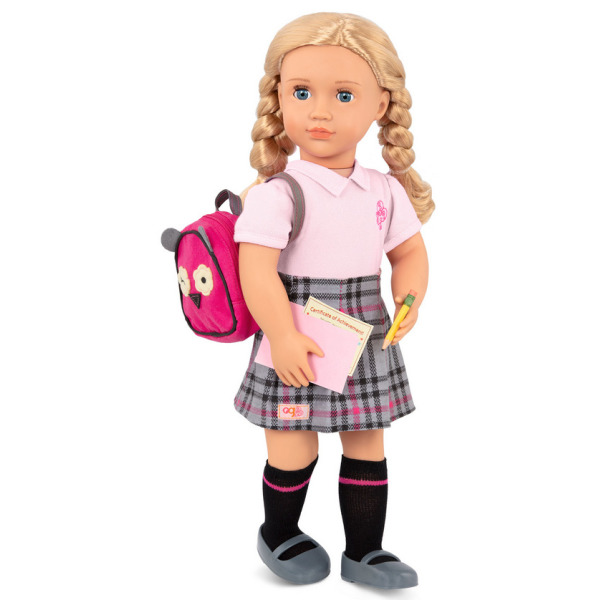 HALLY duża lalka blondynka UCZENNICA z akcesoriami i strojem na w-f – ZGINANE KOŃCZYNY 46 cm Our Generation 3+