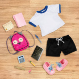 HALLY duża lalka blondynka UCZENNICA z akcesoriami i strojem na w-f – ZGINANE KOŃCZYNY 46 cm Our Generation 3+