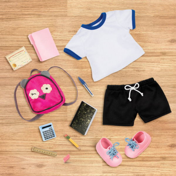 HALLY duża lalka blondynka UCZENNICA z akcesoriami i strojem na w-f – ZGINANE KOŃCZYNY 46 cm Our Generation 3+