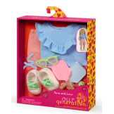 ZESTAW UBRANEK stylizacja ze SPODENKAMI,i rakietkami do pickleball dla lalki 46 cm standard Our Generation 3+