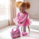 STRÓJ BALETNICY z akcesoriami dla lalki 46 cm deluxe z błyszczącą torebką Our Generation 3+