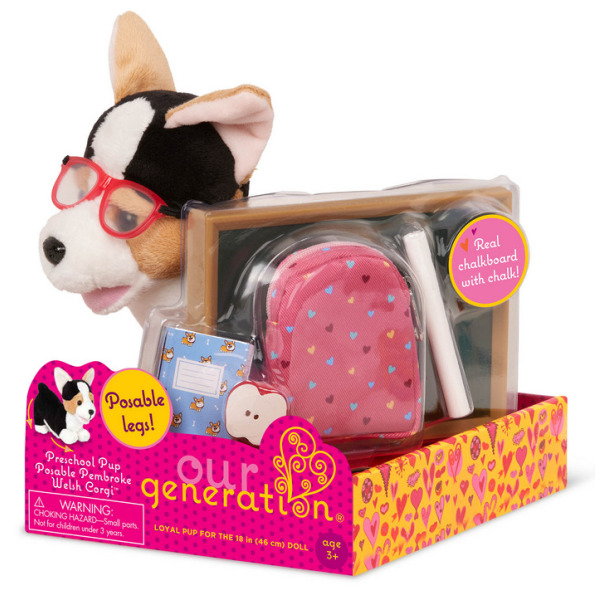 PIESEK – UCZEŃ z tornistrem, okularami i akcesoriami szkolnym Our Generation 3+