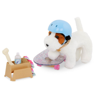 PIESEK – SKATER z deskorolką,kaskiem i akcesoriami tematycznymi Our Generation 3+