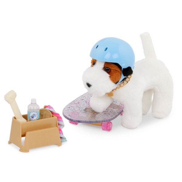 PIESEK – SKATER z deskorolką,kaskiem i akcesoriami tematycznymi Our Generation 3+