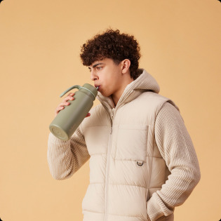 BUTELKA TERMICZNA ze składanym ustnikiem – termos ze stali nierdzewnej 1L Olive b.box