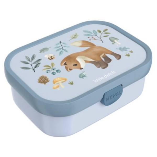 LISEK niebieska śniadaniówka z przegródką i widelcem lunchbox Forest Friends Mepal Little Dutch