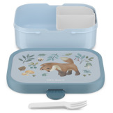 LISEK niebieska śniadaniówka z przegródką i widelcem lunchbox Forest Friends Mepal Little Dutch