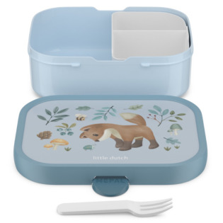 LISEK niebieska śniadaniówka z przegródką i widelcem lunchbox Forest Friends Mepal Little Dutch
