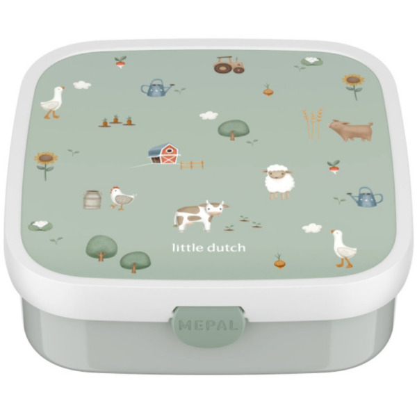 Zielona śniadaniówka z pojemniczkami i widelcem lunchbox BENTO Little Farm Mepal Little Dutch