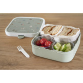 Zielona śniadaniówka z pojemniczkami i widelcem lunchbox BENTO Little Farm Mepal Little Dutch