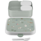 Zielona śniadaniówka z pojemniczkami i widelcem lunchbox BENTO Little Farm Mepal Little Dutch