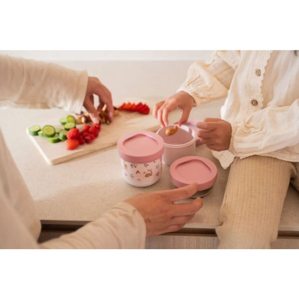 SARENKA różowe pojemniki na przekąski 3 szt. Fairy Garden Mepal Little Dutch