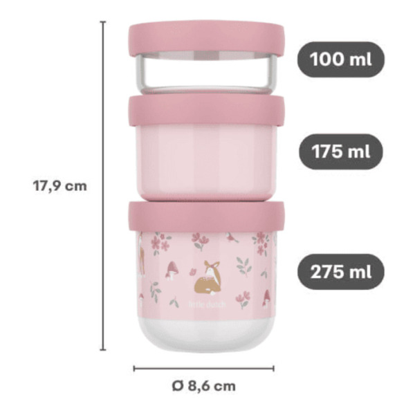 SARENKA różowe pojemniki na przekąski 3 szt. Fairy Garden Mepal Little Dutch