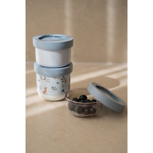 LISEK niebieskie pojemniki na przekąski 3 szt. Forest Friends Mepal Little Dutch