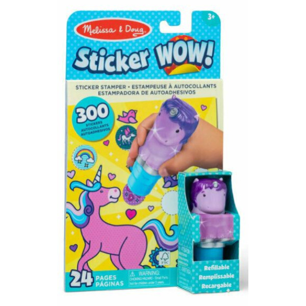 PURPUROWY JEDNOROŻEC stempel z naklejkami Sticker Wow Melissa and Doug 3+