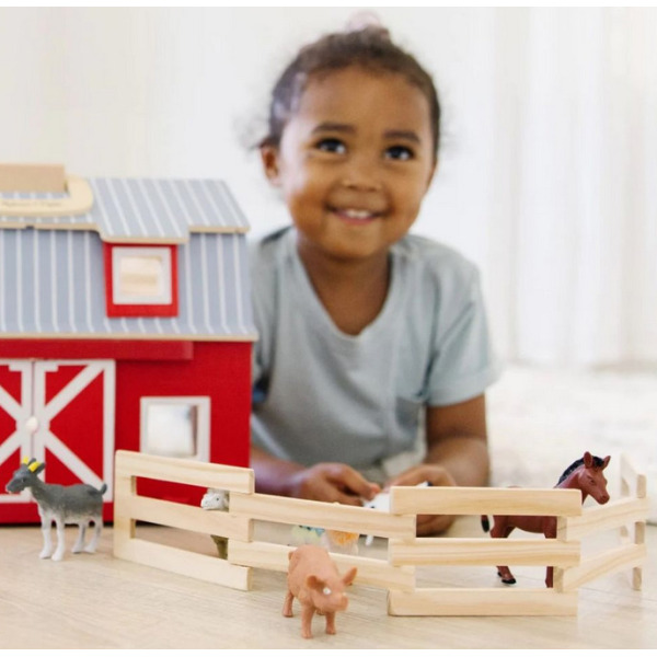 DREWNIANA FARMA ze zwierzątkami 7 figurek Melissa and Doug 3+