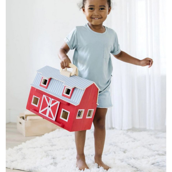 DREWNIANA FARMA ze zwierzątkami 7 figurek Melissa and Doug 3+