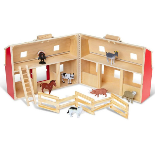 DREWNIANA FARMA ze zwierzątkami 7 figurek Melissa and Doug 3+