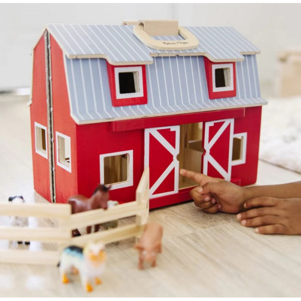 DREWNIANA FARMA ze zwierzątkami 7 figurek Melissa and Doug 3+