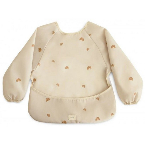 RAINBOW śliniak z długim rękawem i kieszonką Mushie 6m+