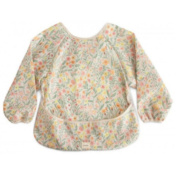 PASTEL BLOSSOM śliniak z długim rękawem i kieszonką  Mushie 6m+