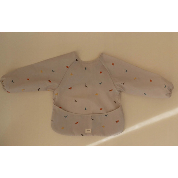 DINOZAURY śliniak z długim rękawem i kieszonką Mushie 6m+