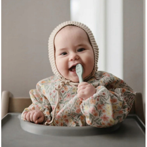 Pierwsze łyżeczki dla niemowląt do nauki jedzenia 2-pack Cambridge Blue/Shifting Sand Mushie 6m+