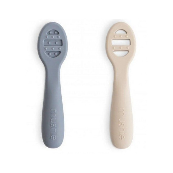 Pierwsze łyżeczki dla niemowląt do nauki jedzenia 2-pack Tradewinds/Shifting Sand Mushie 6m+