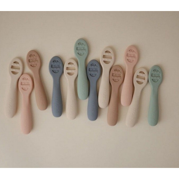 Pierwsze łyżeczki dla niemowląt do nauki jedzenia 2-pack Tradewinds/Shifting Sand Mushie 6m+