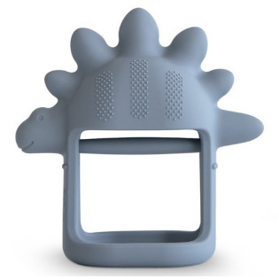 DINO szary gryzak silikonowy No-Drop Mushie 3m+