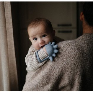 DINO szary gryzak silikonowy No-Drop Mushie 3m+