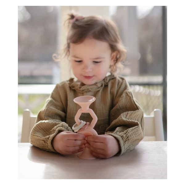 HexaPop gryzak silikonowy z przyssawką Blush Mushie 10m+