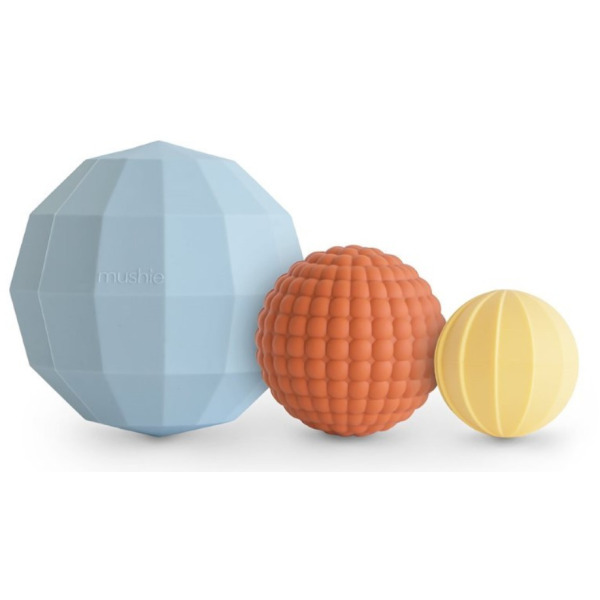 KULE SILIKONOWE zabawka sensoryczna Nesting Spheres Powder Blue 3 szt. Mushie 10m+