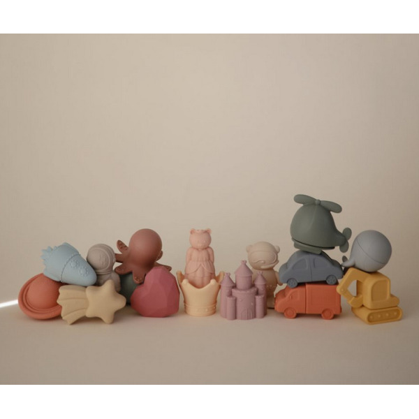 POJAZDY zabawka do kąpieli silikonowy zestaw 4 szt. Vehicles Mushie 10m+