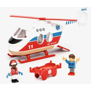 DREWNIANY HELIKOPTER RATUNKOWY z figurkami World Brio 3+