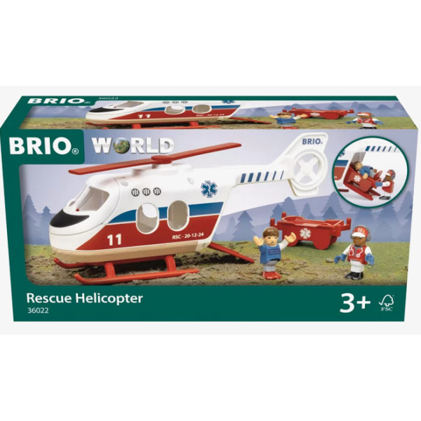 DREWNIANY HELIKOPTER RATUNKOWY z figurkami World Brio 3+