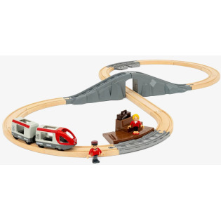 DREWNIANA KOLEJKA zestaw startowy z pociągiem 22 el. World Brio 3+