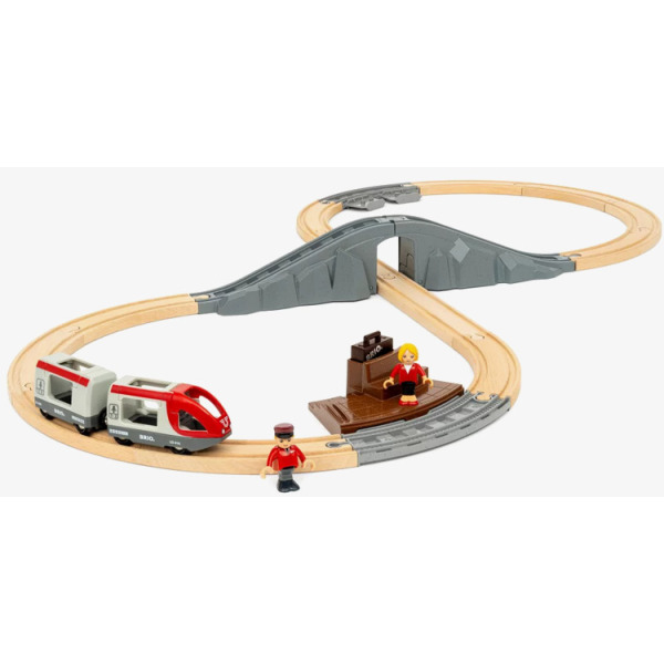 DREWNIANA KOLEJKA zestaw startowy z pociągiem 22 el. World Brio 3+